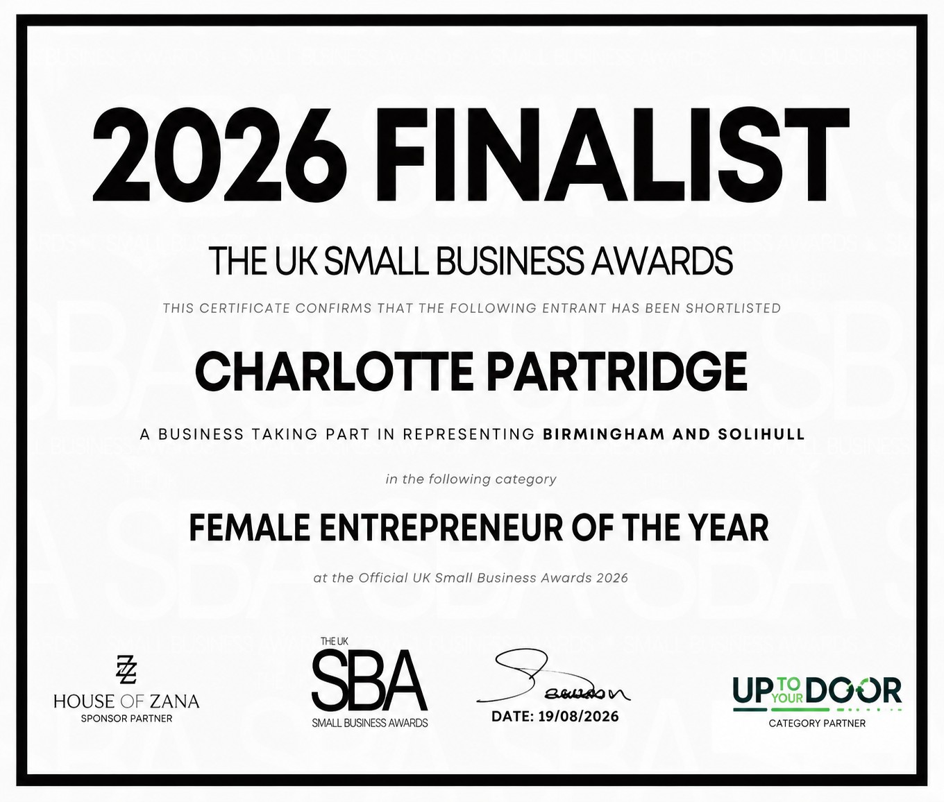 Charlotte Partridge: Female Entrepreneur of the Year Finalist 2026