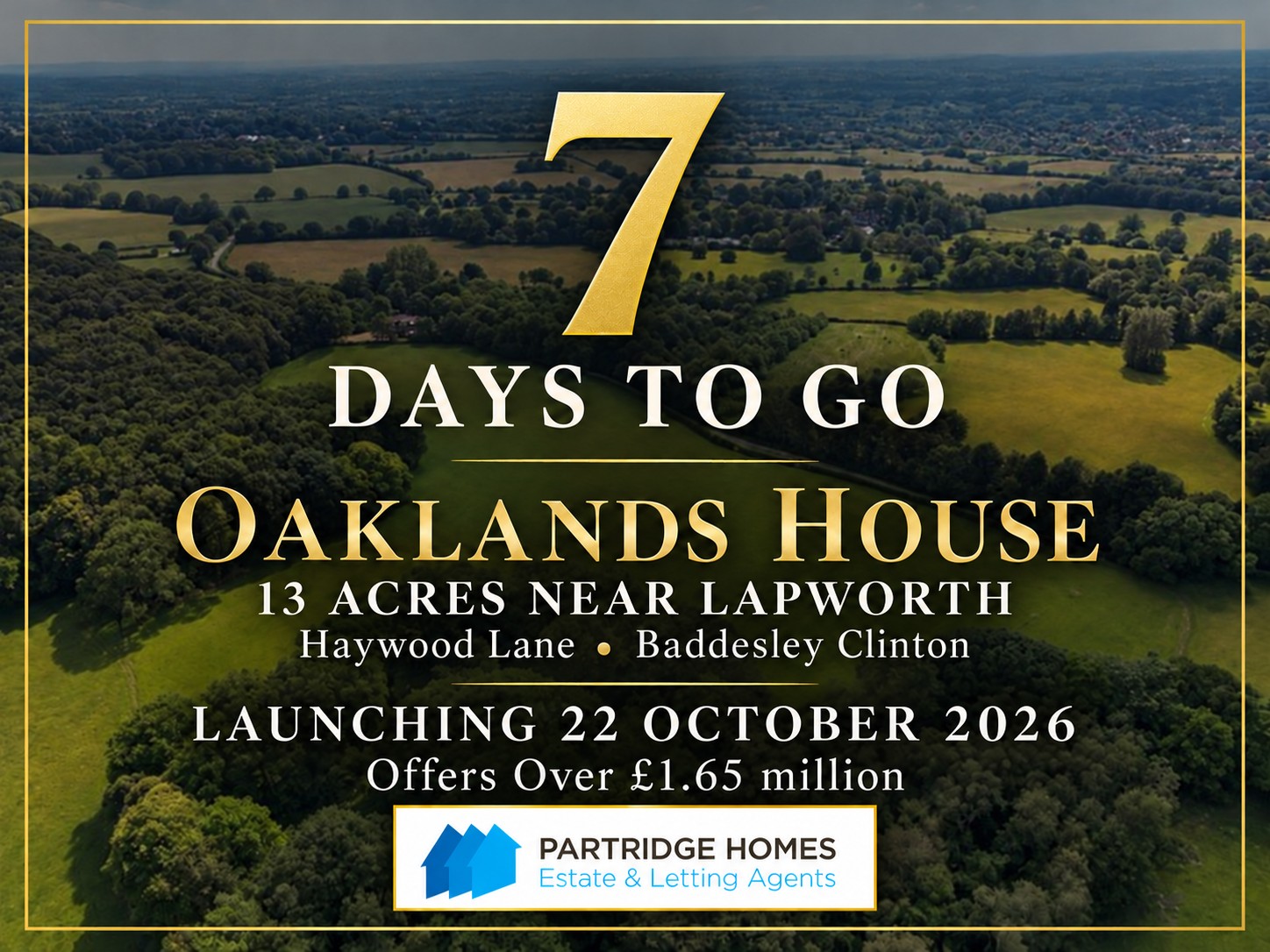 Property with Land near Lapworth: Oaklands House Launches in Seven Days