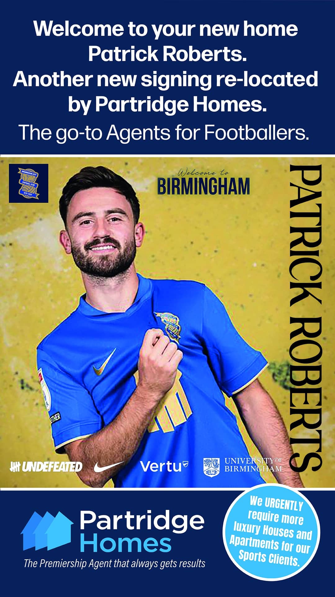 Patrick Roberts Joins Birmingham City | Footballer Relocation with Partridge Homes ⚽️