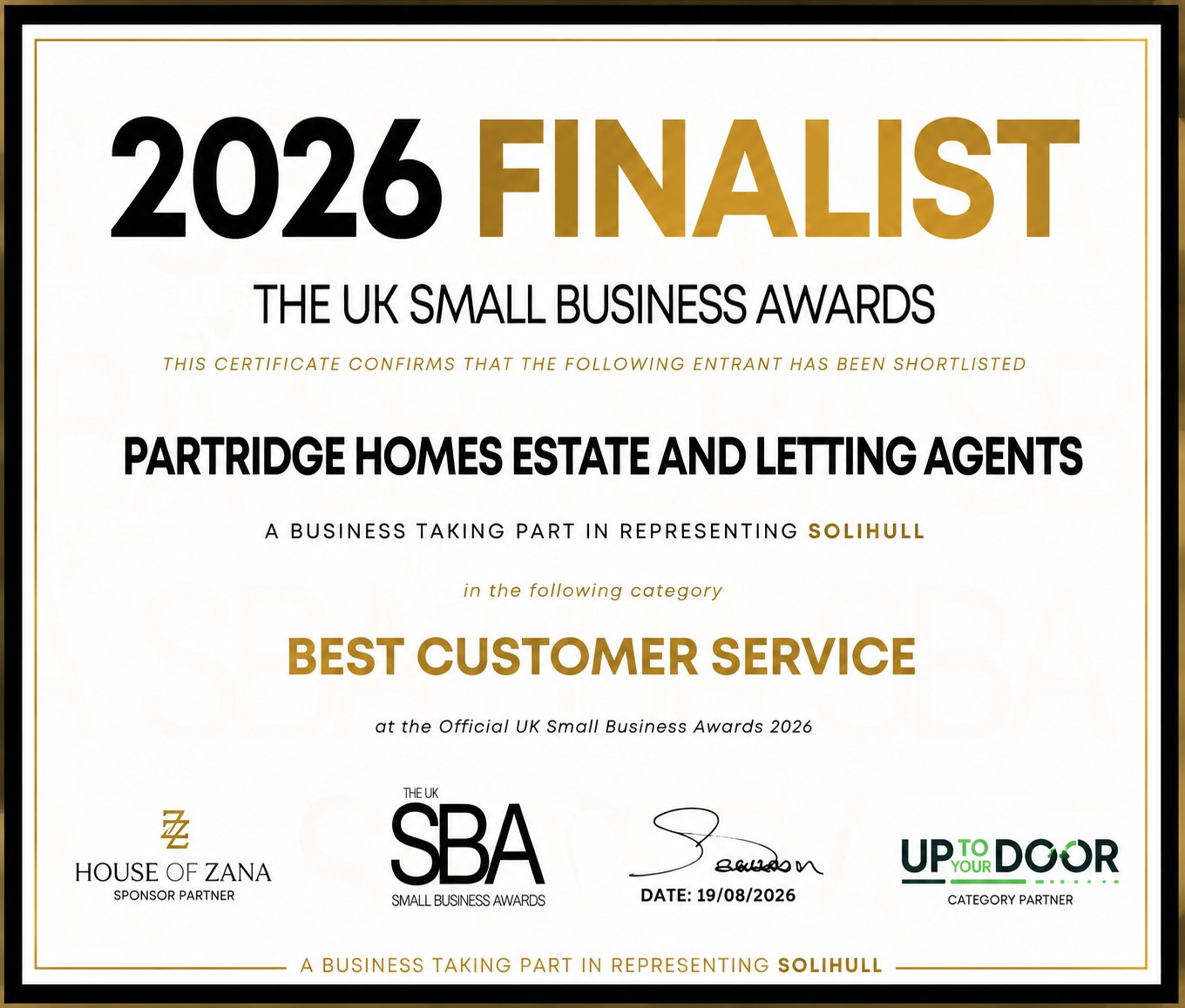 Partridge Homes: UK Small Business Awards 2026 Finalist